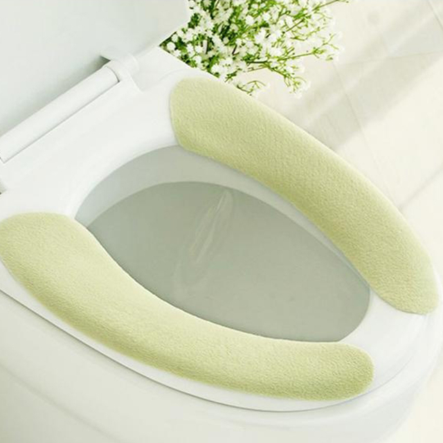 Toilet Seat Cover,Bathroom Soft Thicker Warmer with Washable Fiber Cloth Toilet Seat Covers Pads Easy Installation& Cleaning