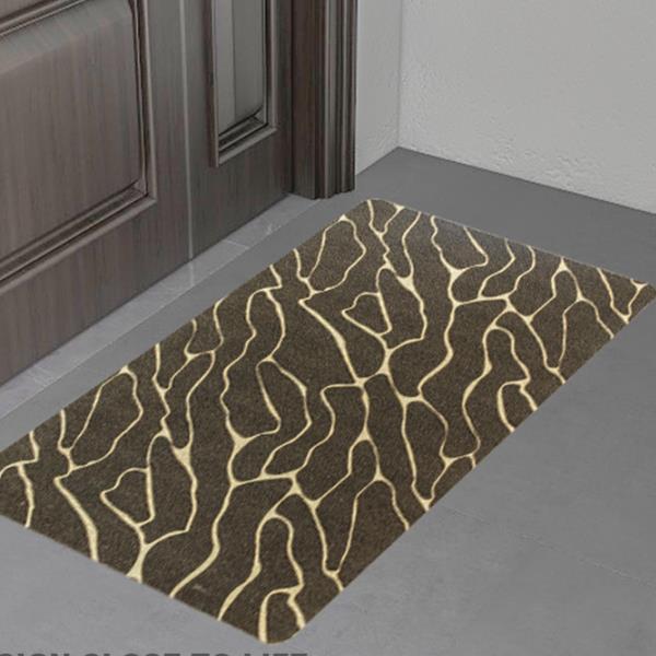 Velvet printed door mat displayed at the entrance
