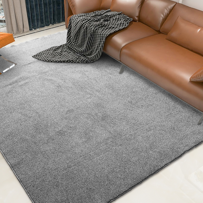 The overall effect of the thickened plush area carpet placed in front of the modern living room sofa showcases its decorative ability to enhance the texture of the space.