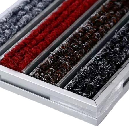 Detail close-up of heavy-duty aluminum alloy welcome door mat