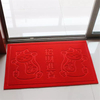 Custom Indoor Non Slip Door Mat Entrance Welcome Doormat Embossed Polyester Red Rug