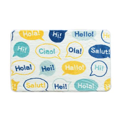 Plush bathroom door mat made of ultra-fine fiber material that absorbs water and prevents slipping